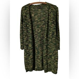 Outback Red Cardigan Size M Green Space Dyed Open Front